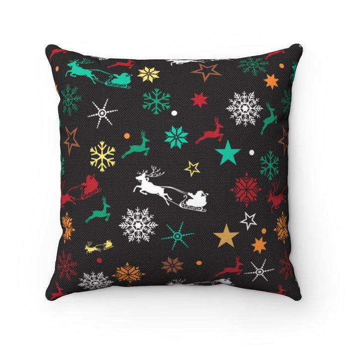 Joyeux Noel Happy Christmas Cozy Traditional Holiday Double-sided Print and Reversible Decorative Cushion Cover
