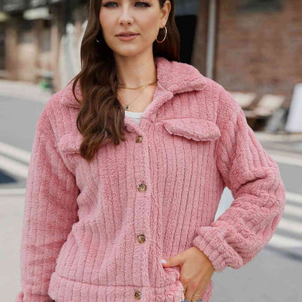 Trendy Spandex Button-Up Jacket with Stylish Collar