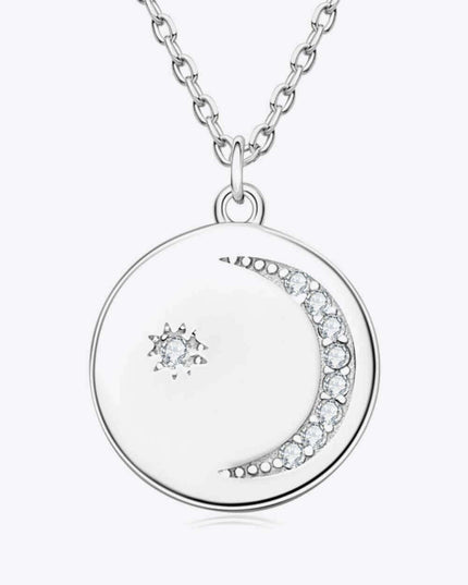 Sophisticated Platinum-Plated Silver Floral Necklace with Lab-Created Diamond Pendant