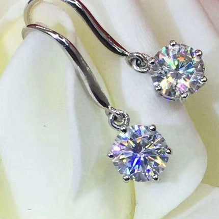 Elegant Moissanite and Zircon Drop Earrings - Stunning 2 Carat Glamour