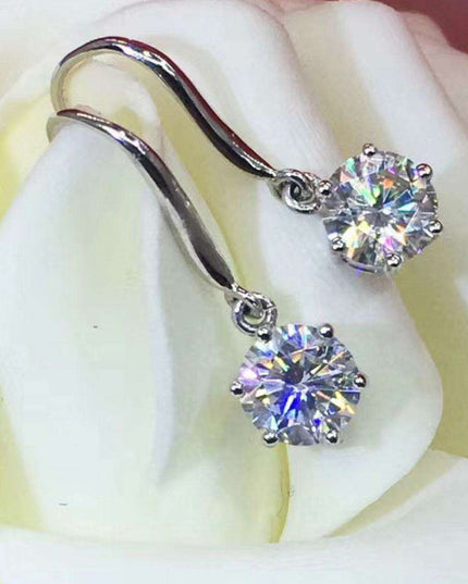 Elegant Moissanite and Zircon Drop Earrings - Stunning 2 Carat Glamour
