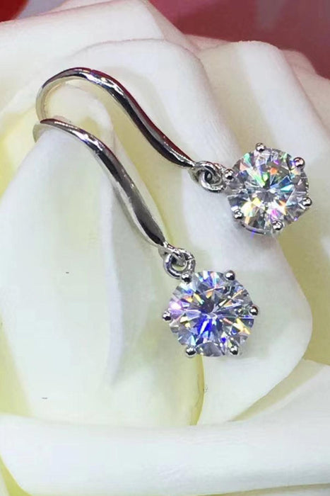 Sophisticated Lab-Created Moissanite Dangle Earrings with Zircon - 2 Carat Glamorous Sparkle