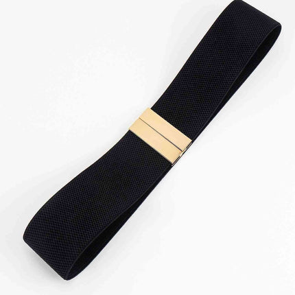 Chic Elastic Belt with Sleek Alloy Buckle - A Stylish Addition for Any Ensemble