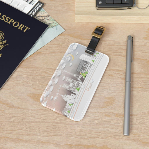 Parisian Chic Acrylic Luggage Tag with Leather Strap - Stylish and Functional