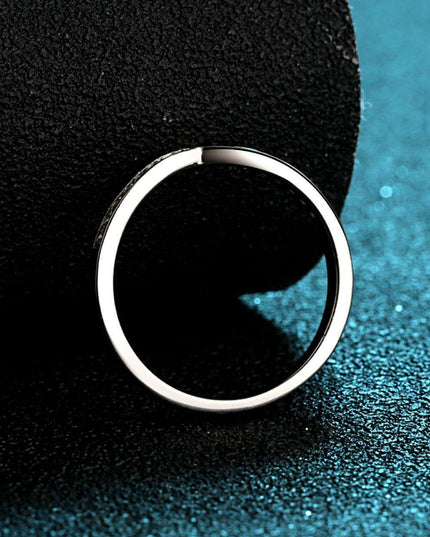 Radiant Sophistication: Stunning Moissanite Sterling Silver Ring with Rhodium Finish