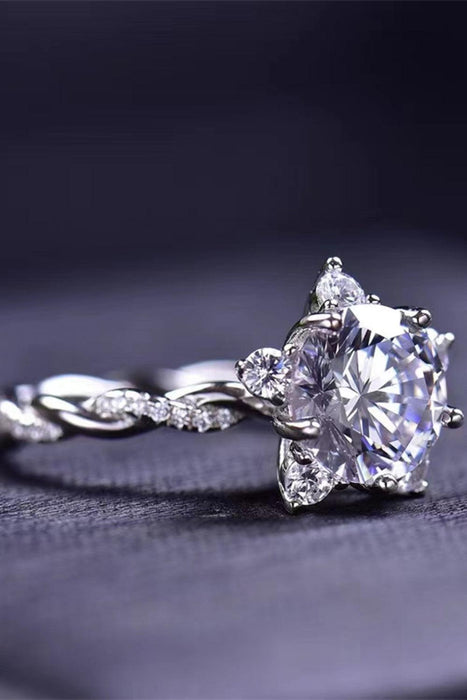 Radiant Elegance: Twisted 3 Carat Lab-Diamond Sterling Silver Ring
