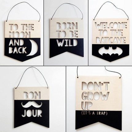 Nordic-Inspired Hollow Wood Letter Wall Decor with Rustic Rope Hanger