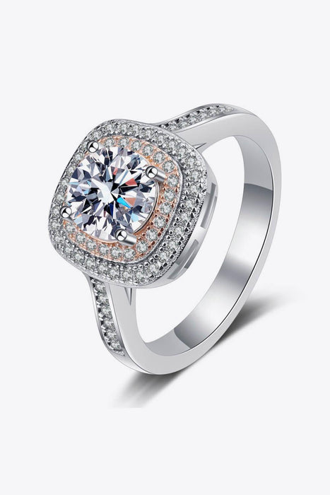 Dazzling Radiant Moissanite Ring with Zircon Accents - Sterling Silver Statement Piece