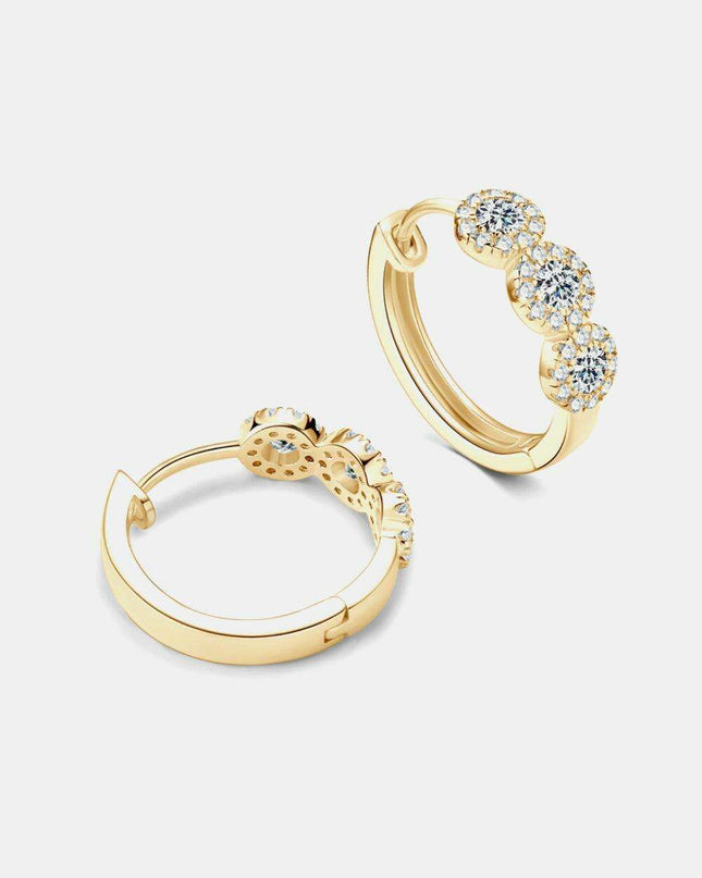 Timeless Elegance: Sterling Silver Huggie Earrings with Radiant Lab-Diamonds