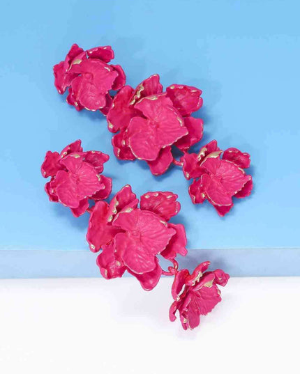 Chic Floral Zinc Alloy Dangle Earrings - Style Elevation