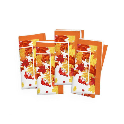 Autumn Elegance Leaf Print Napkin Set - 4 Premium Microfiber Linens