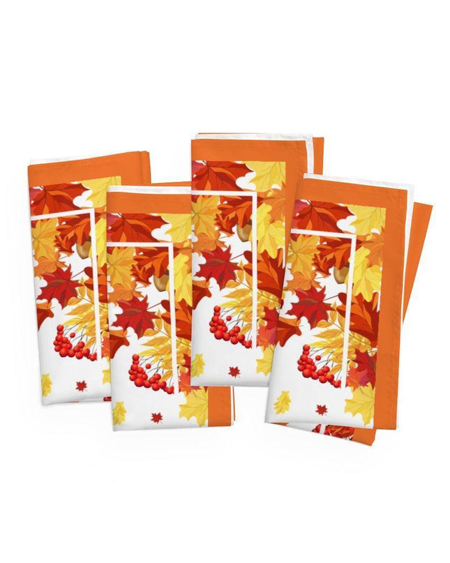 Autumn Elegance Leaf Print Napkin Set - 4 Premium Microfiber Linens