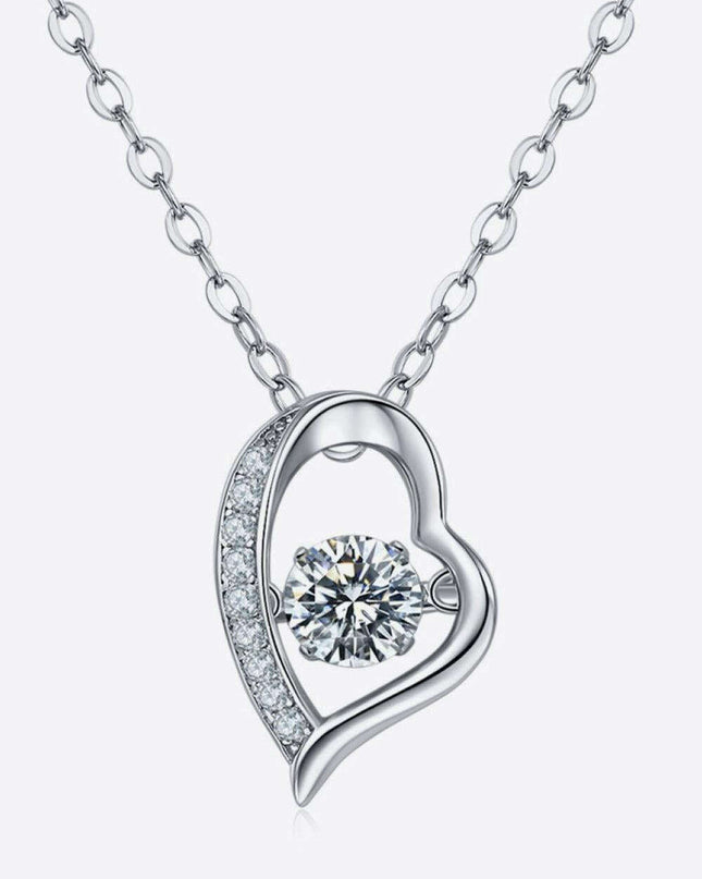 Elegant Moissanite & Zircon Pendant Necklace in Platinum-Plated Sterling Silver