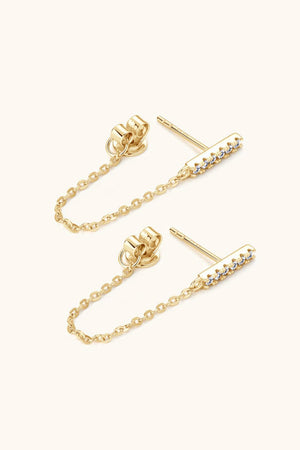 Moissanite 925 Sterling Silver Connected Earrings-Trendsi-Gold-One Size-Très Elite