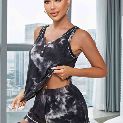 Chic Tie-Dye Tank and Shorts Relaxation Set