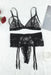 Strappy Lace Lingerie Set with Garter Belt and Matching Thong