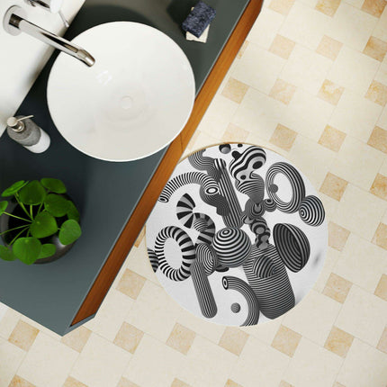 Personalized Optical Illusion Round Bath Mat - Enhance Your Bathroom Style