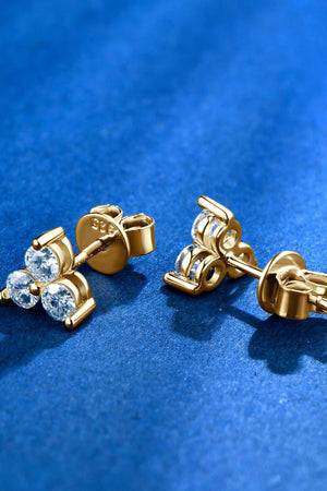 Moissanite 925 Sterling Silver Stud Earrings-Trendsi-Gold-One Size-Très Elite