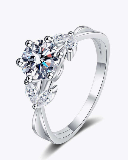 Elegant 1 Carat Moissanite Sterling Silver Ring with Sparkling Zircon Accents