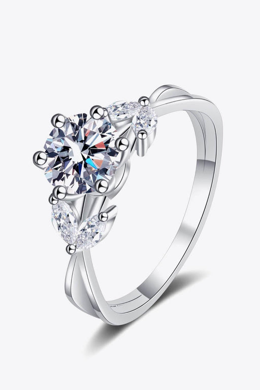 Sophisticated 1 Carat Moissanite Sterling Silver Ring with Zircon Accents