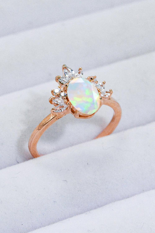 Opal and Rose Gold Plated Sterling Silver Ring with Australian Gemstone