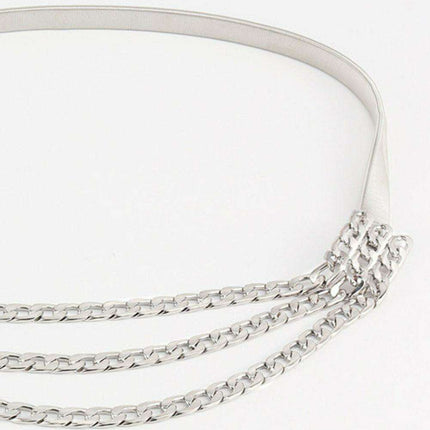 Glamorous Triple-Layered Chain Waist Belt for Striking Style Elegance