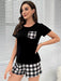 Heartwarming Plaid Lounge Wear Set with Coordinating Shorts