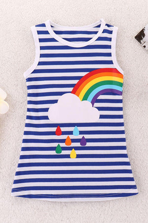 Girls Rainbow Graphic Striped Sleeveless Dress-Trendsi-Rainbow On The Right-18-24M-Très Elite