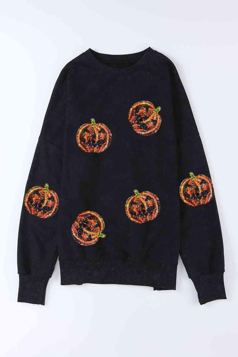 Sparkling Pumpkin Patch Slouchy Sequin Sweatshirt