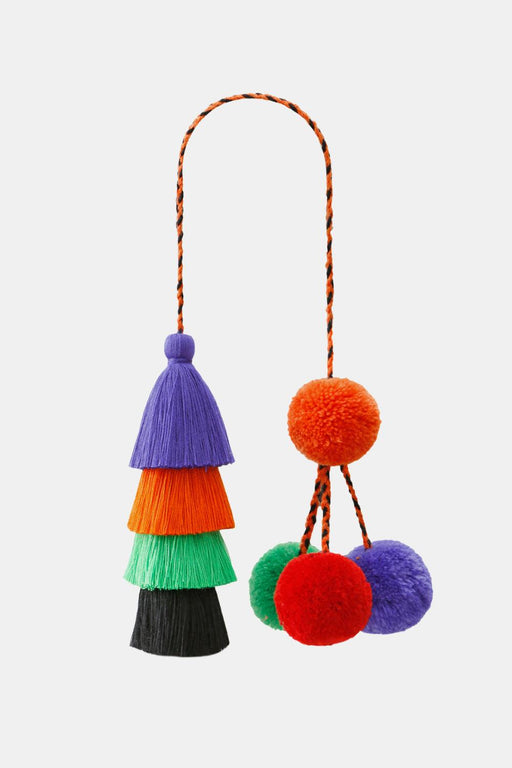 Vibrant Tassel and Fluffy Pom-Pom Bag Ornament