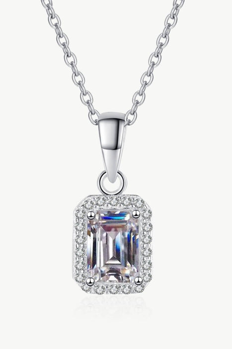 Luxurious Square Moissanite Pendant Chain Necklace with Zircon Accents