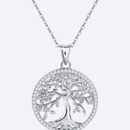 Radiant Moissanite Tree Necklace in Sterling Silver: Adjustable Elegance for Every Occasion
