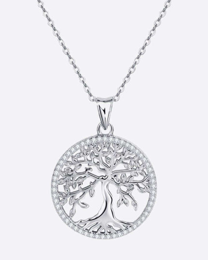 Radiant Moissanite Tree Necklace in Sterling Silver: Adjustable Elegance for Every Occasion