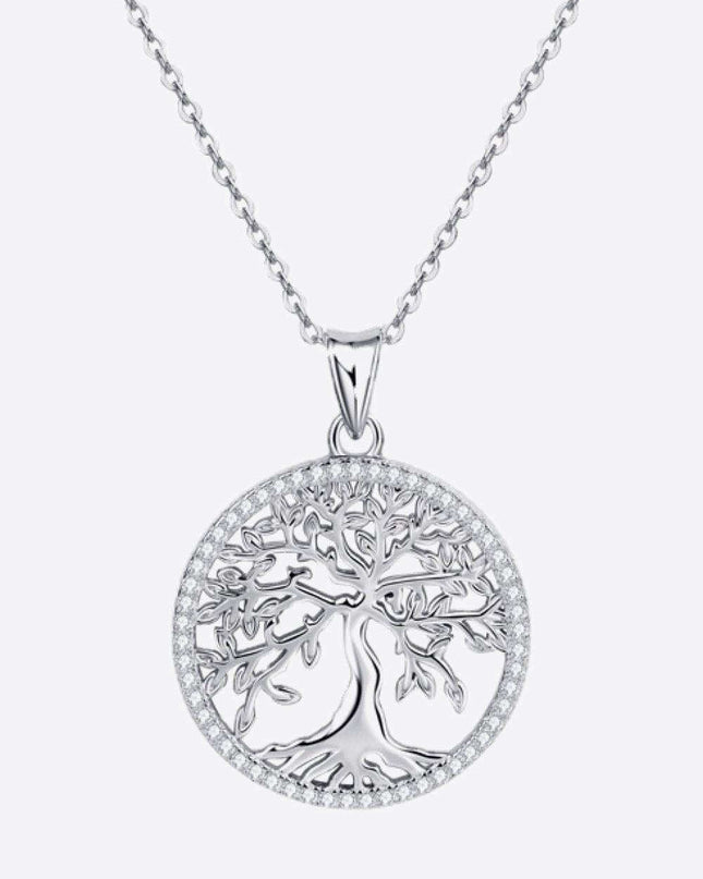 Radiant Moissanite Tree Necklace in Sterling Silver: Adjustable Elegance for Every Occasion