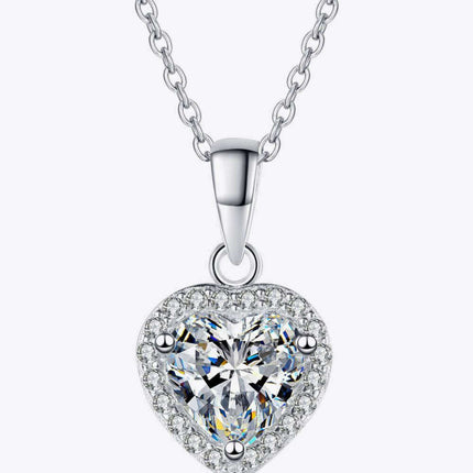 Stunning Moissanite Heart Pendant Necklace with Glittering Zircon Accents