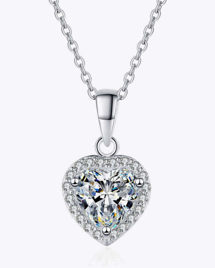 Stunning Moissanite Heart Pendant Necklace with Glittering Zircon Accents