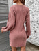 Ribbed Knit Long Sleeve Dress with Round Neck