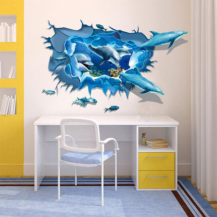3D Dolphin PVC Wall Art Decal for Effortless Home Transformation