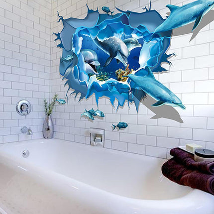 3D Dolphin PVC Wall Art Decal for Effortless Home Transformation