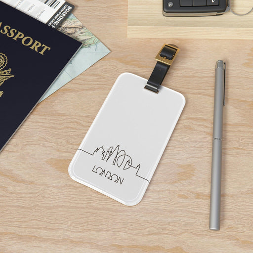 London Acrylic Luggage Tag with Adjustable Leather Strap