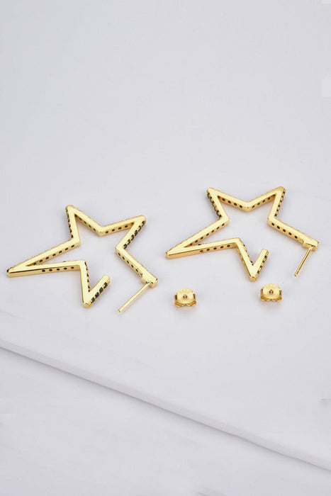 Sparkling Zircon Star Earrings in 925 Sterling Silver & Platinum-Gold Plating