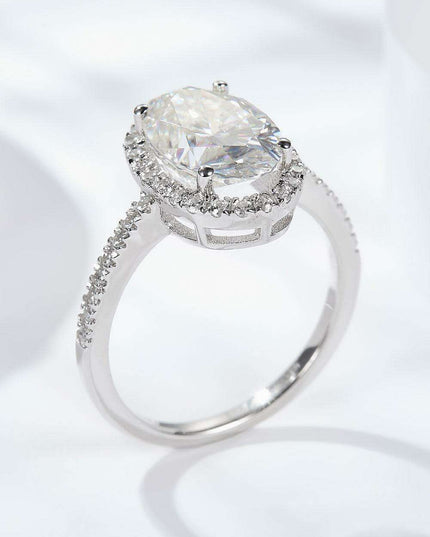 Luxurious 4.5 Carat Lab-Diamond Halo Sterling Silver Ring Set with Gift Box