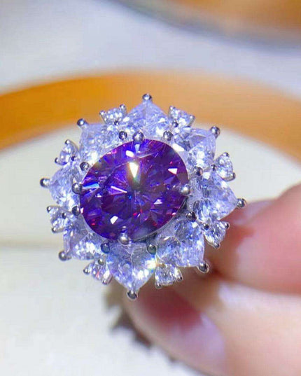 Stunning 3-Carat Lab-Grown Diamond Platinum Ring with Zircon Highlights