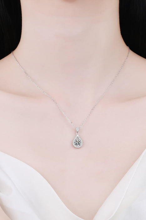 Elegant Teardrop Moissanite Necklace 2 Carats - Sterling Silver Sophistication
