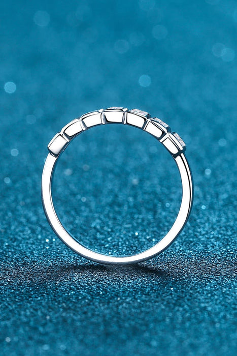 Elegant Moissanite Sterling Silver Ring with Rhodium Plating - Dazzling Minimalist Design
