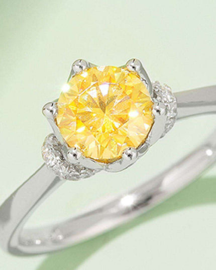 Platinum-Plated 1 Carat Moissanite Sterling Silver Ring - Elegant Fine Jewelry