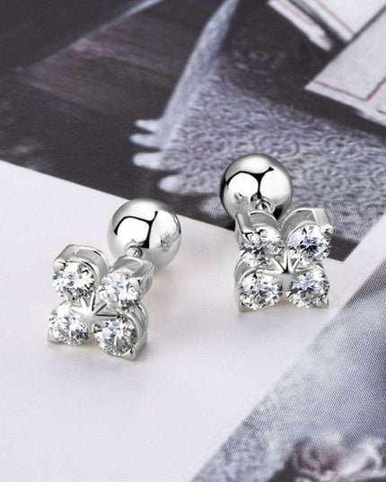 Elegant Moissanite Clover Earrings in Sterling Silver
