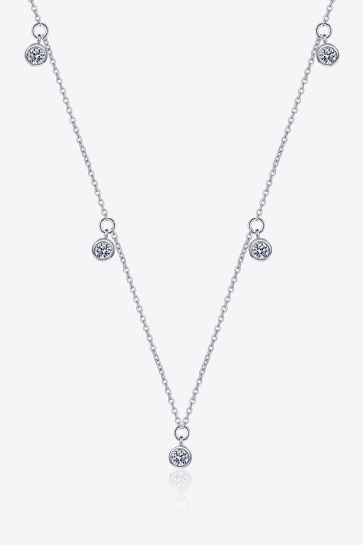 Luxurious Moissanite Necklace and Earrings Set in Rhodium-Plated Sterling Silver