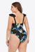 Ruffled Plunge Neckline Printed Plus Size Swimsuit