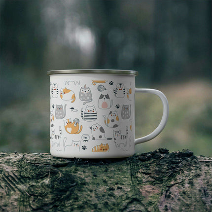 Pet Adventure Enamel Camping Mug for Outdoor Enthusiasts